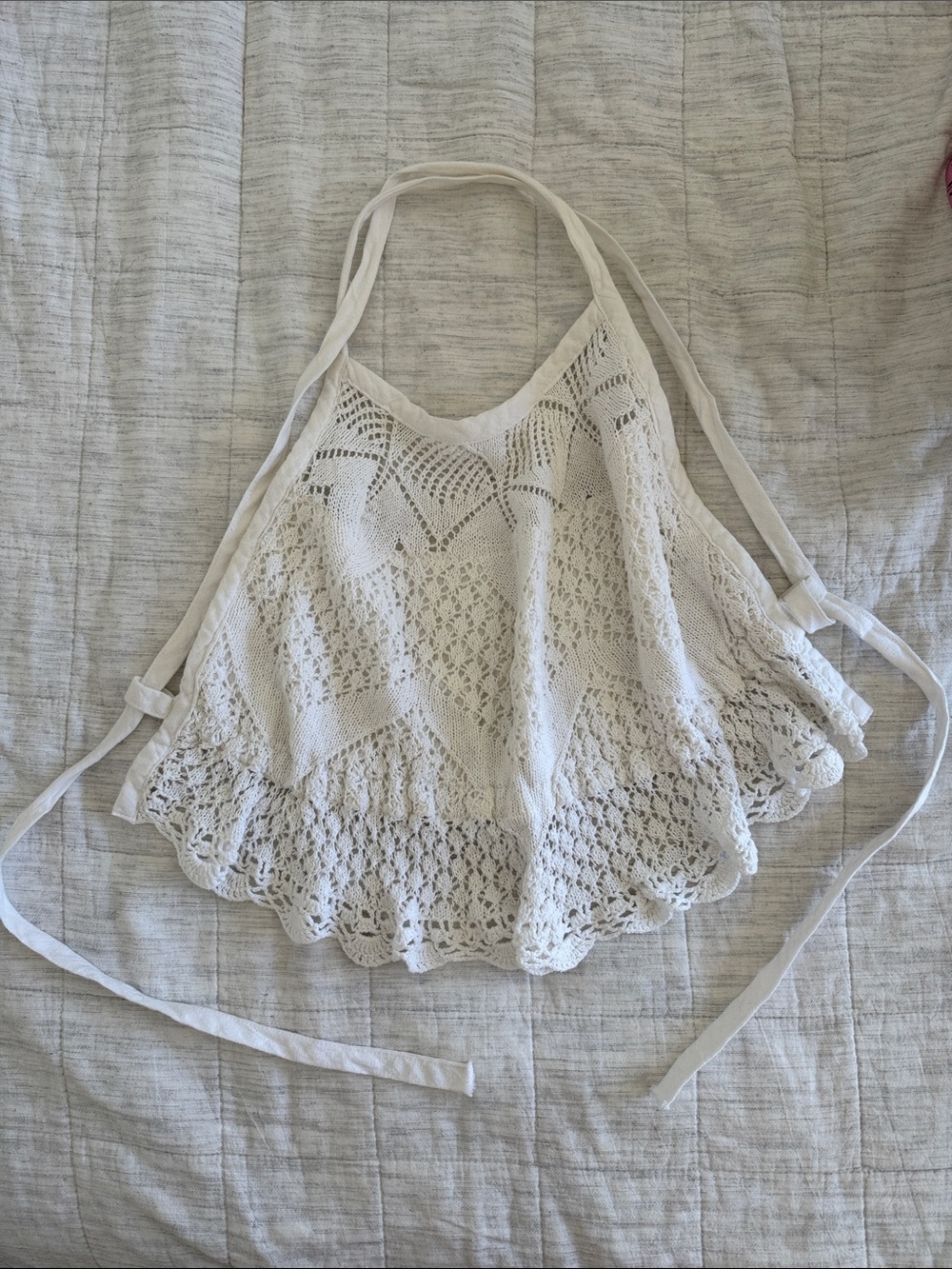 Crochet Halter Crop Top in Cream